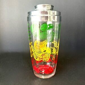 Vintage Federal Glass MCM Glass Cocktail Shaker Mr. Bartender Drink Recipes MINT